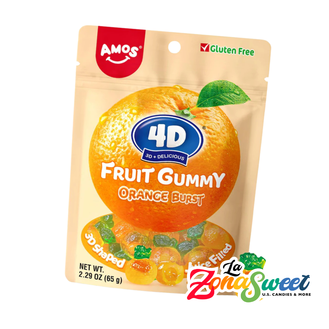 Gomita Rellena Sabor Naranja 4D (65g) | AMOS