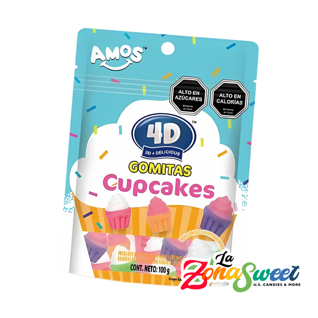 Gomitas Sabor Surtido en Forma de Cupcake 4D (62g) | AMOS