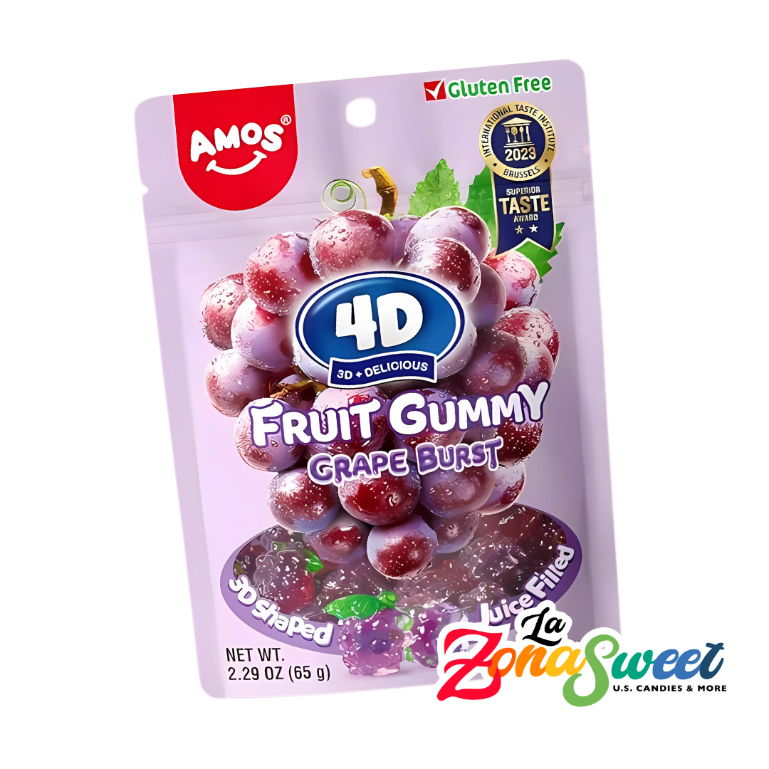 Gomita de Uva Rellena 4D (62g) | AMOS