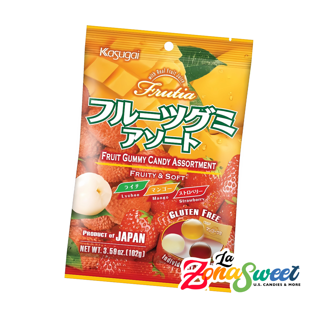 Gomitas Suaves Mix Lychee, Fresa y Mango (102g) | KASUGAI